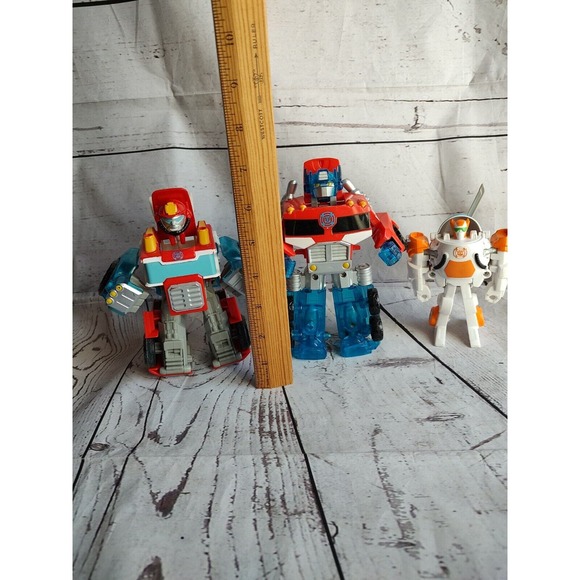 Playskool Heroes Transformers Rescue Bots Optimus Prime Fire Truck Helicopter - Picture 9 of 9